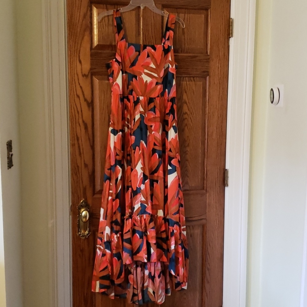 Full length high-low floral print dress